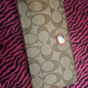Coach Brown Signature Pattern Wallet